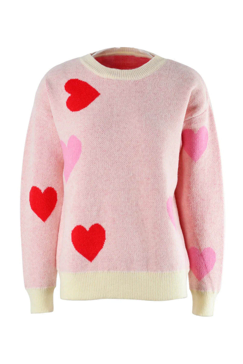 Angel Wings Heart Round Neck Droppped Shoulder Sweater, view 8