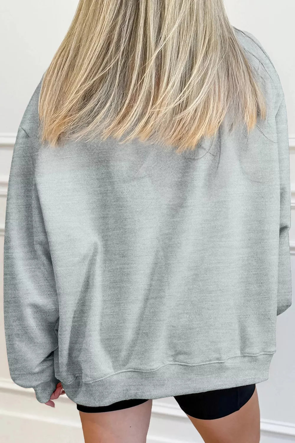 Lucky Mallard Graphic Mock Neck Casual Sweatshirt in Gray, view 4