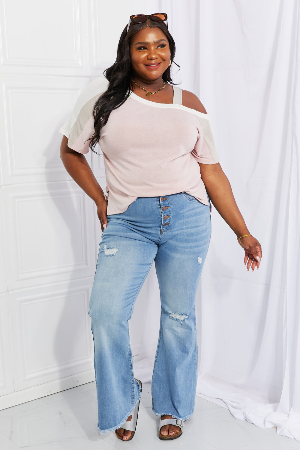 Andree by Unit Full Size Something Simple Cold Shoulder Tee - Lilixa.store