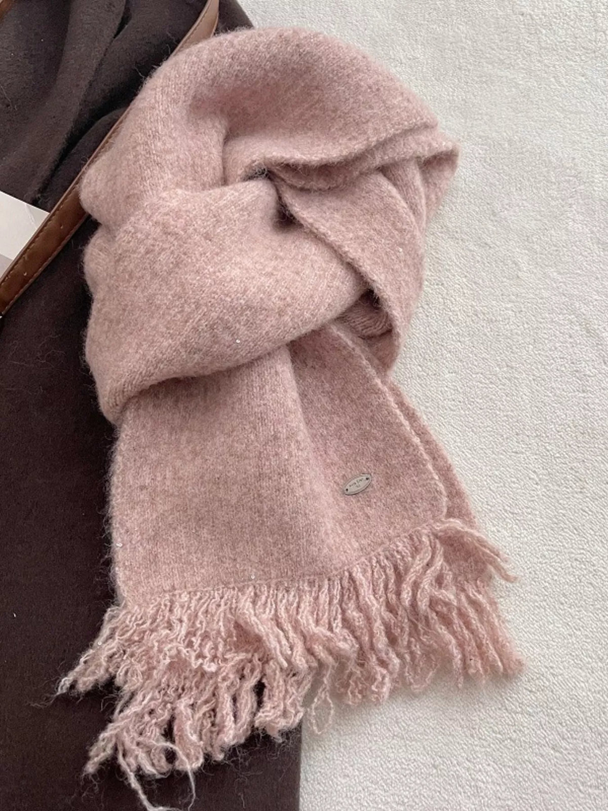 Fringe Hem Knitted Scarf - Lilixa.store