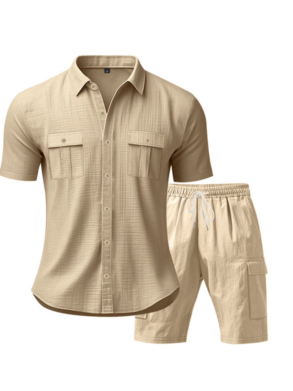 Men's Full Size Button Up Shirt and Shorts Set Plus Size - Lilixa.store
