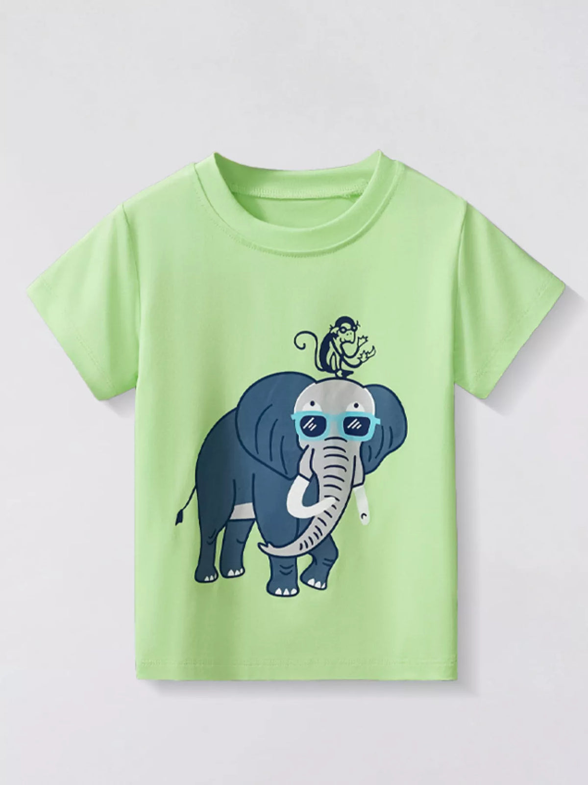 Children's Elephant & Monkey Short Sleeve T-Shirt - Lilixa.store