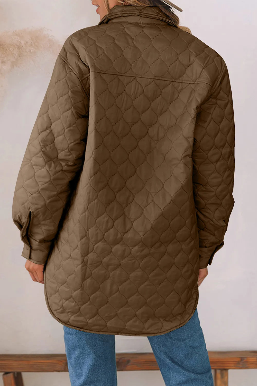 Snap Down Collared Winter Coat - Lilixa.store