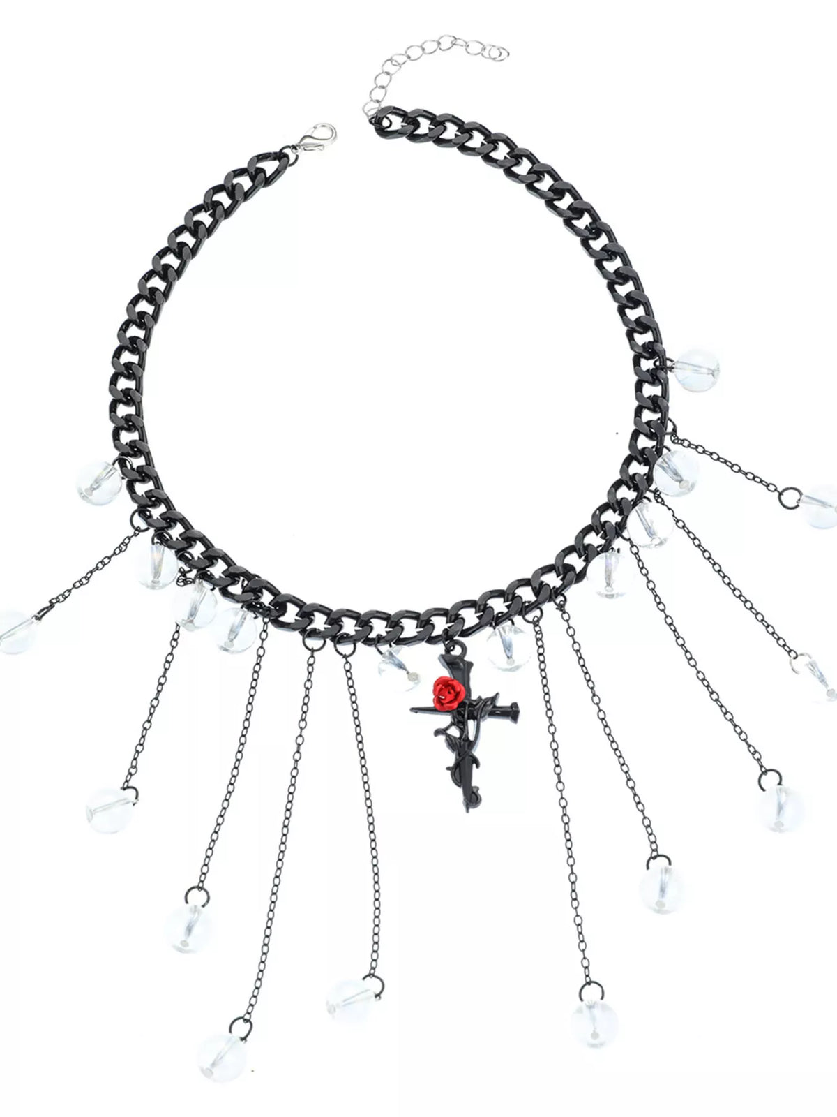 Gothic Rose Cross Dangle Necklace - Lilixa.store