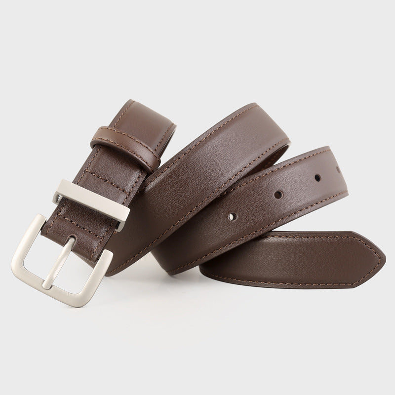 Classic Leather Belt with Silver Buckle - Lilixa.store