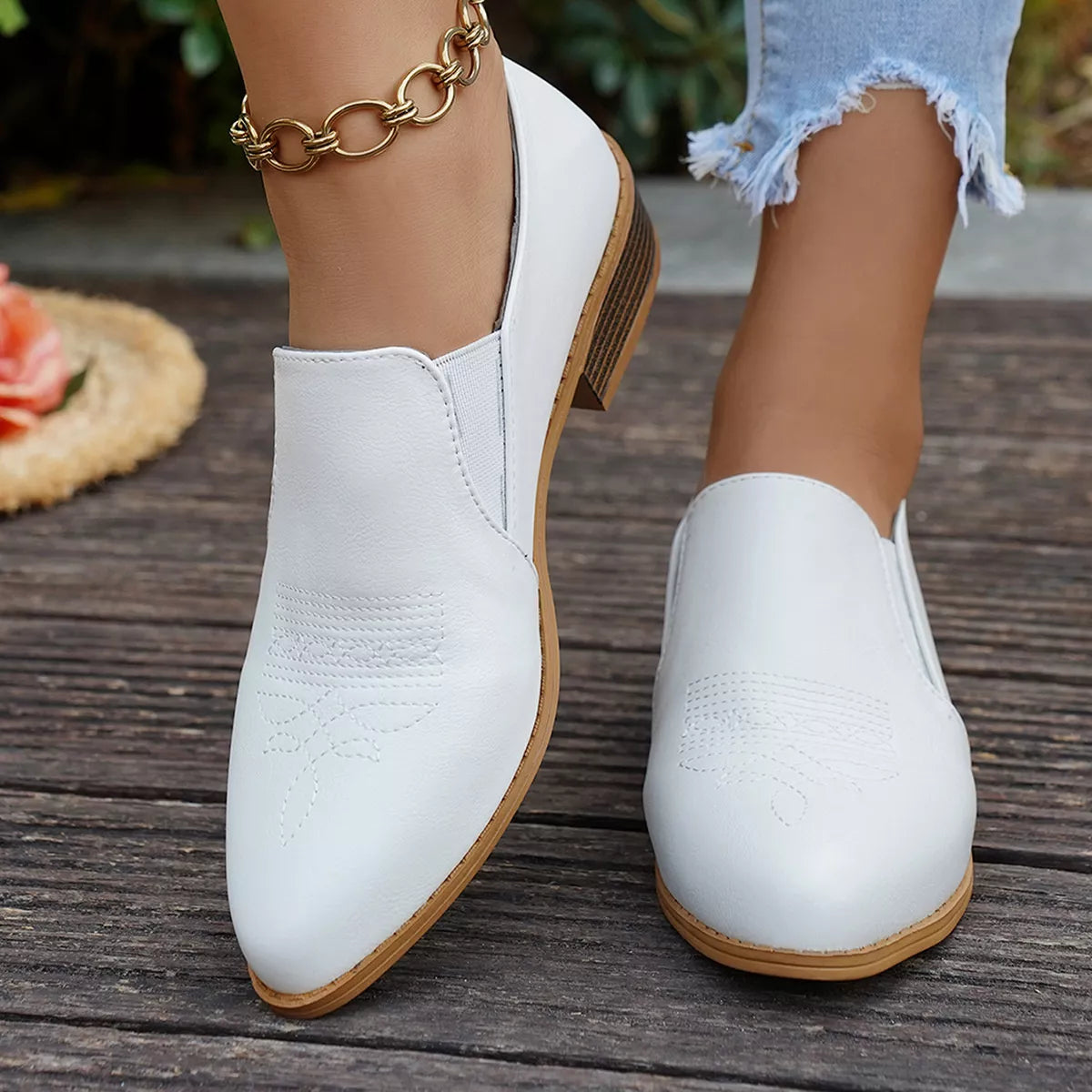 Point Toe Block Heels Loafers - Lilixa.store