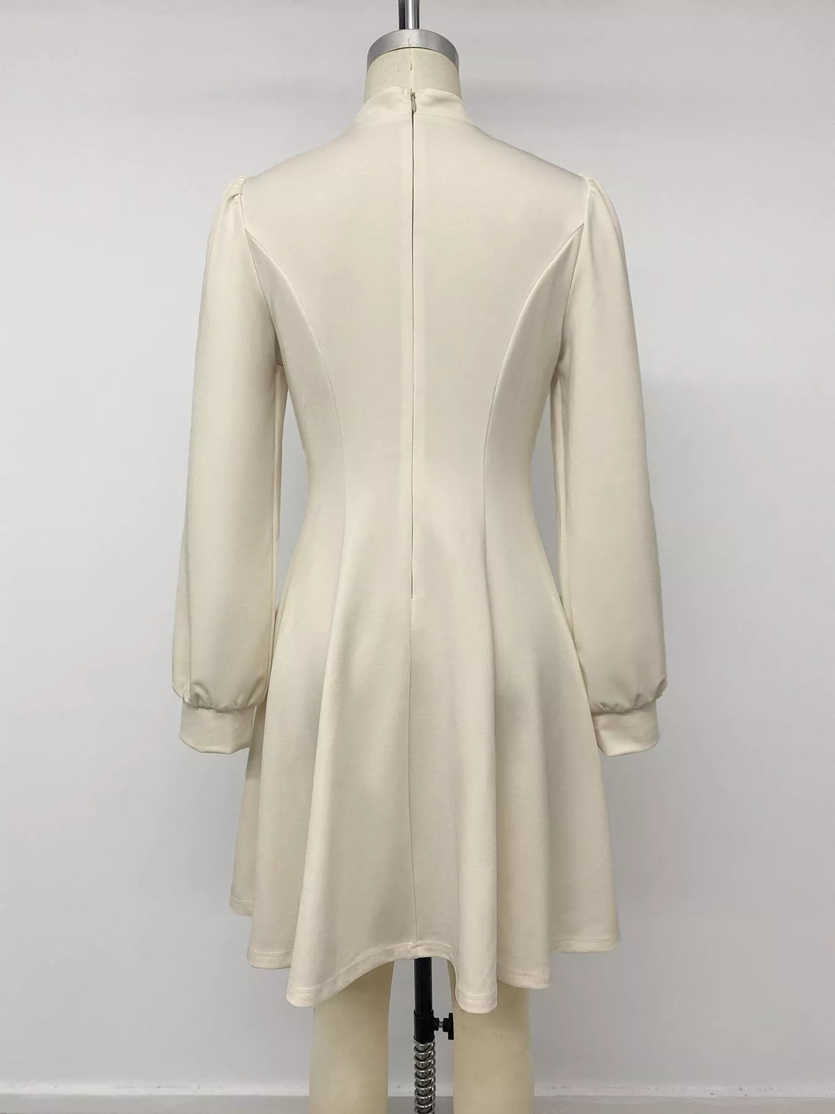 Keyhole Neckline Long Sleeve A-Line Mini Dress in Apricot, view 9