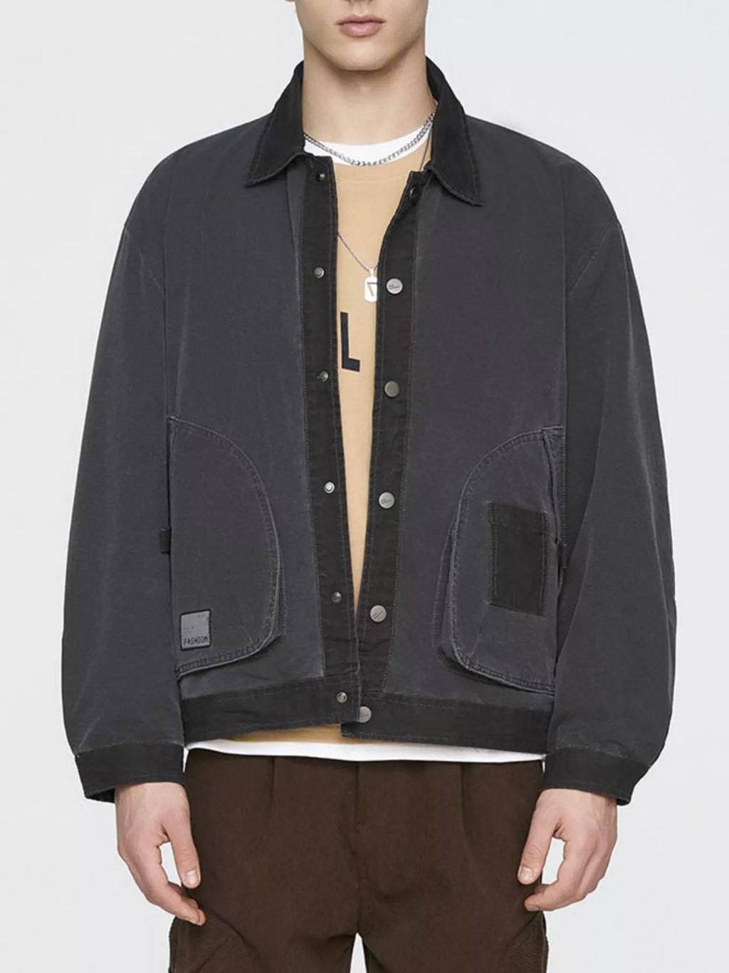 Men's Plus Size Snap Down Long Sleeve Jacket, view 2