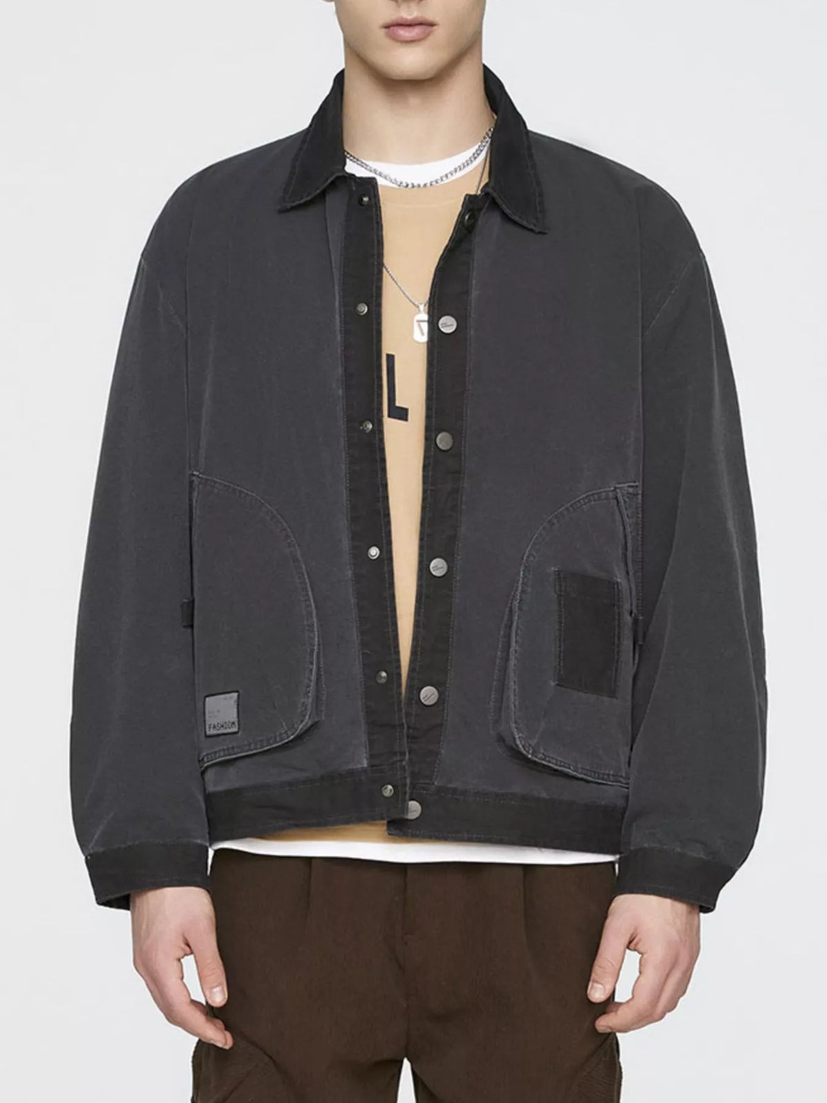 Men's Plus Size Snap Down Long Sleeve Jacket - Lilixa.store