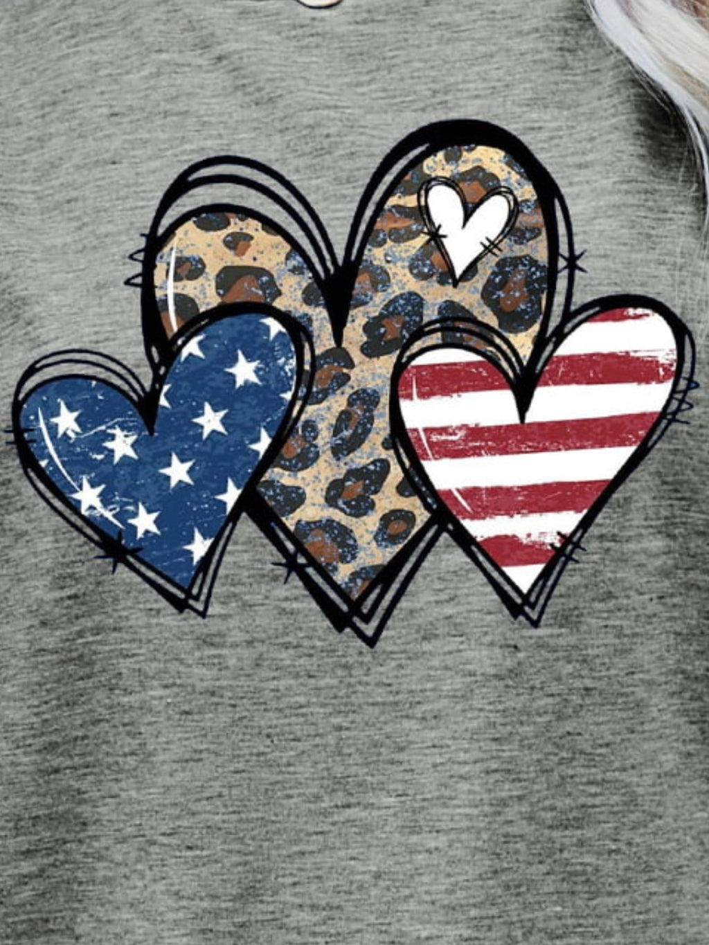 US Flag Leopard Heart Graphic Tee, view 9