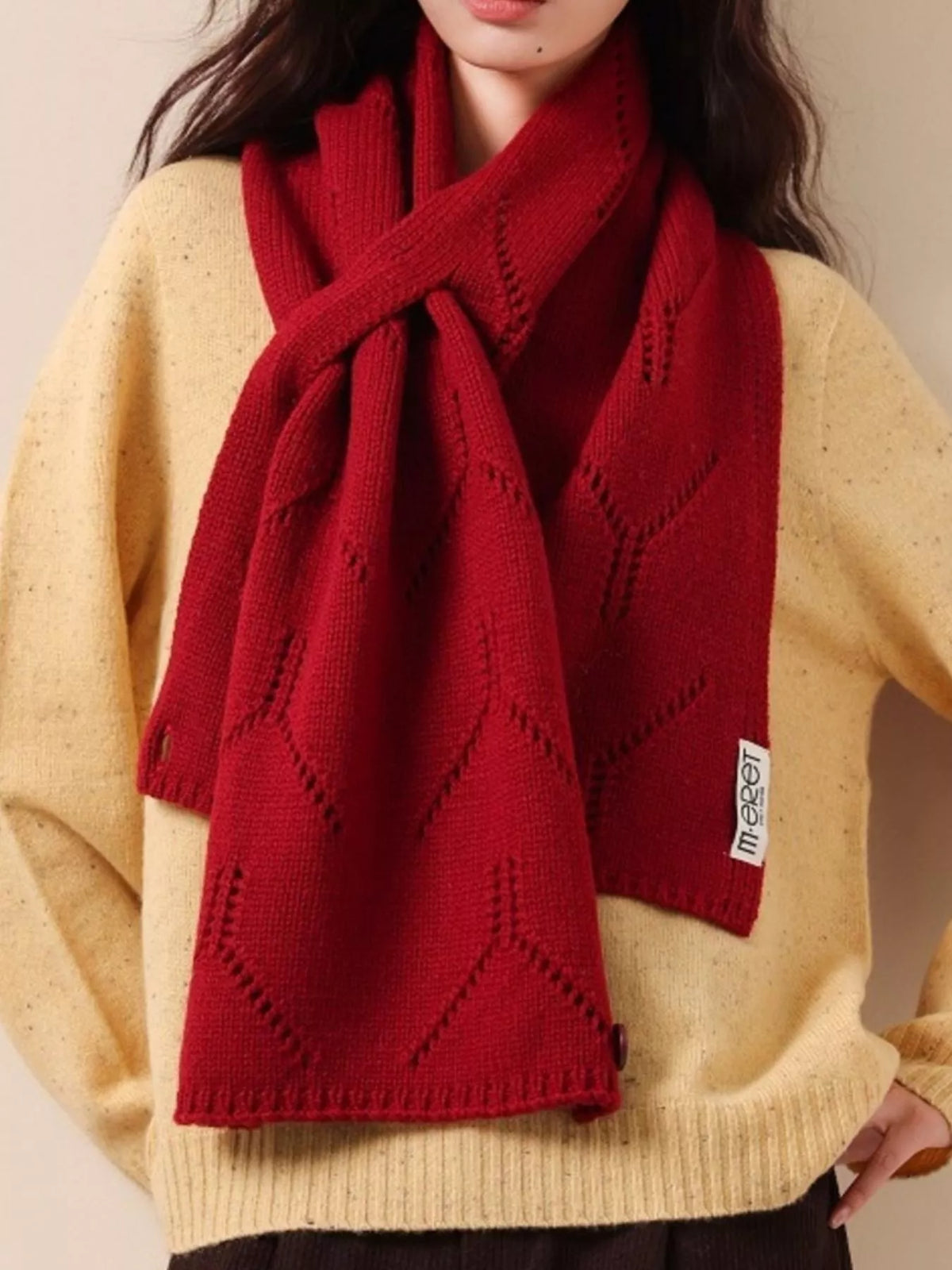 100% Wool Openwork Scarf - Lilixa.store