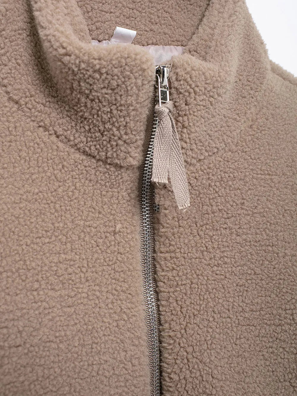 Turtleneck Zip Up Long Sleeve Plush Jacket, view 13