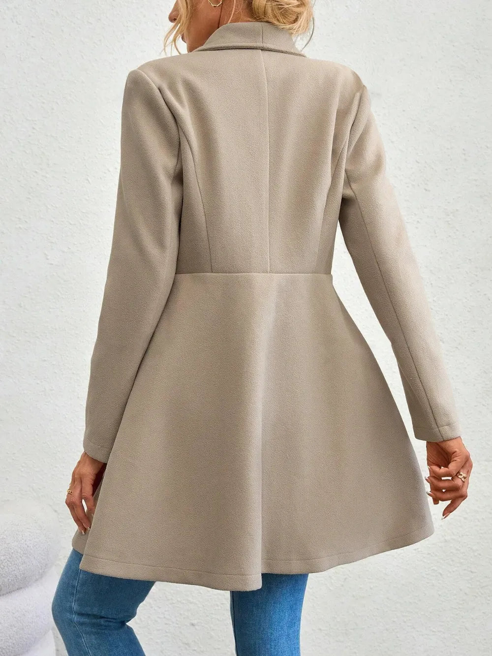 Collared Neck Button Up Long Sleeve Coat, view 10