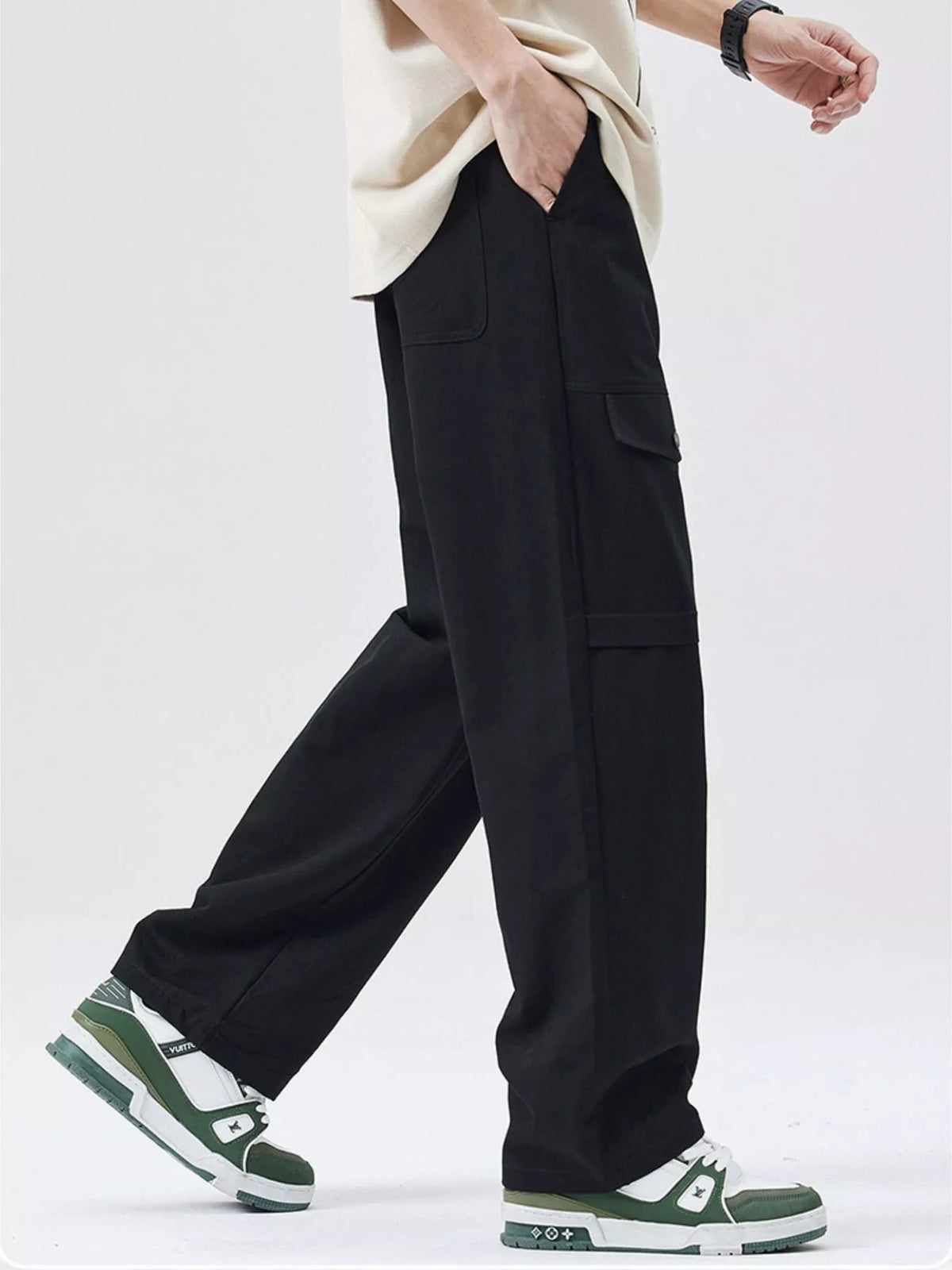 Men's Full Size Drawstring Wide Leg Cargo Pants Plus Size, view 6