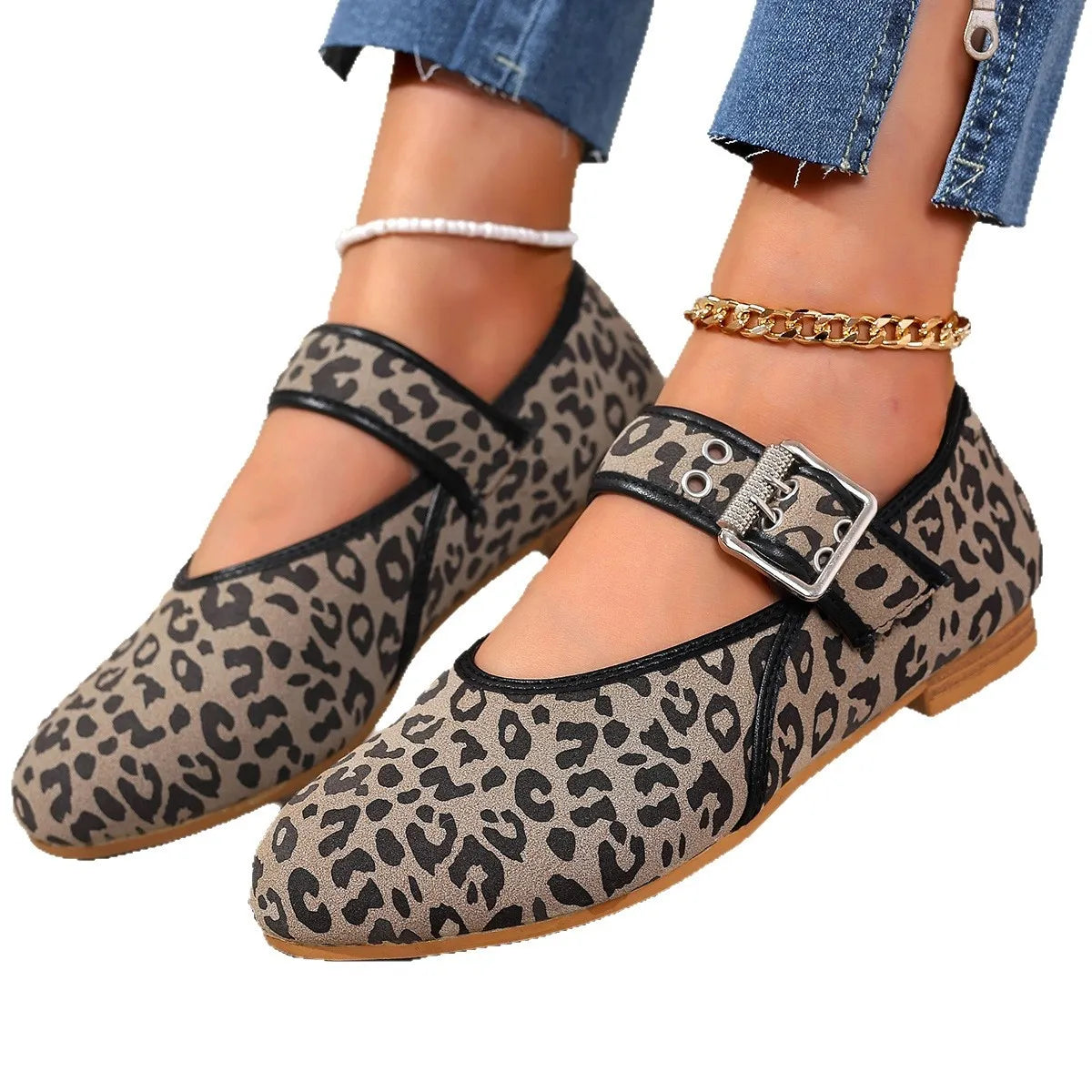 Leopard Print Mary Jane Loafers, view 6