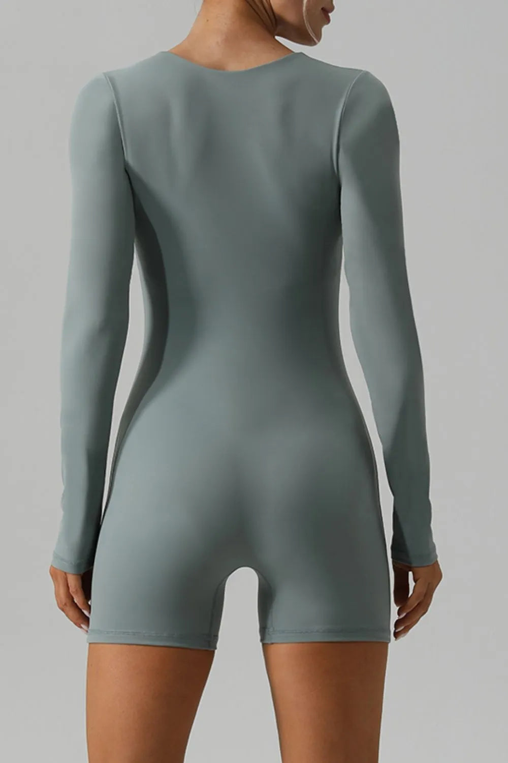Square Neck Long Sleeve Active Romper - Lilixa.store