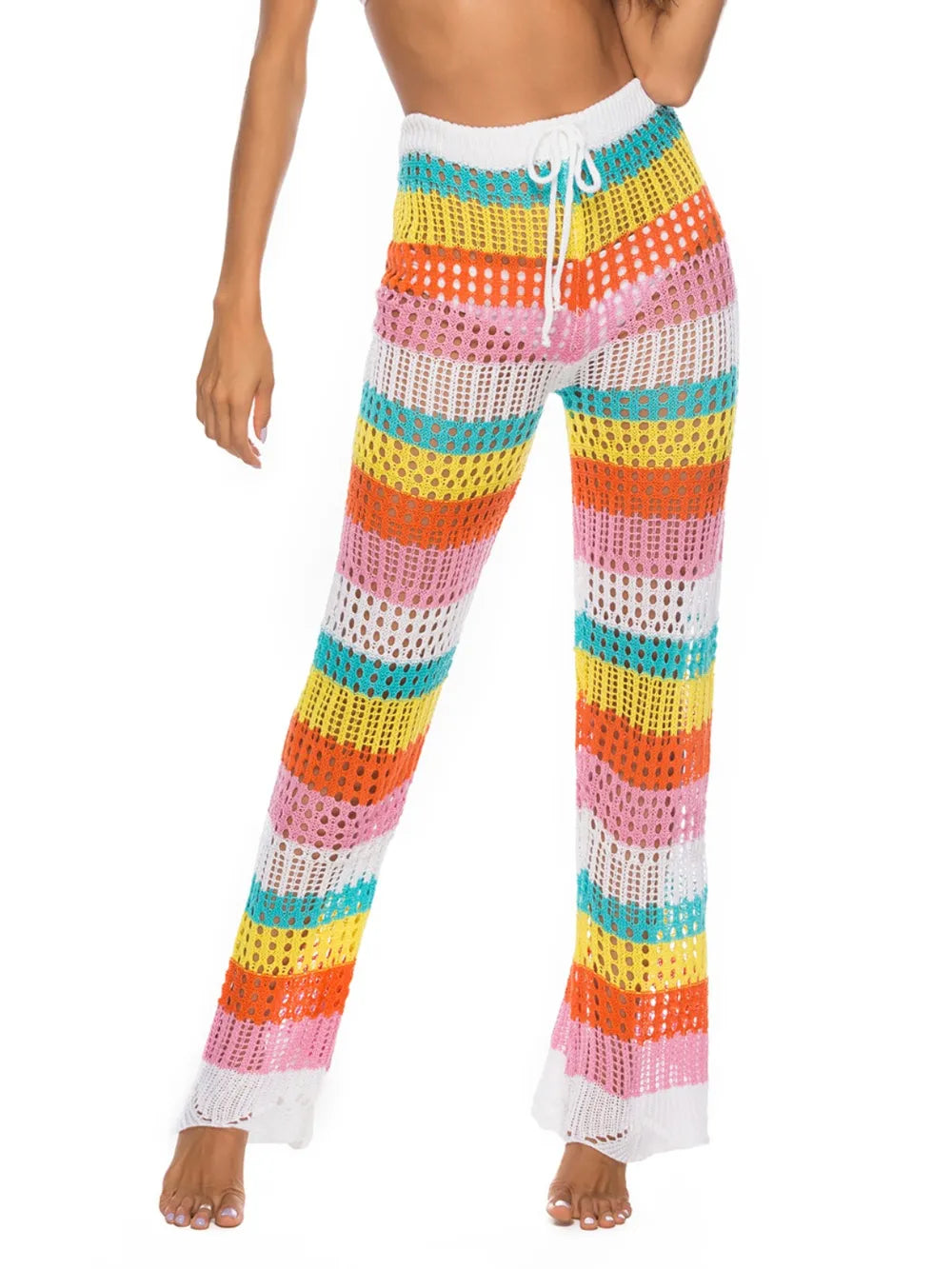 Cutout Contrast High Waist Swim Pants - Lilixa.store