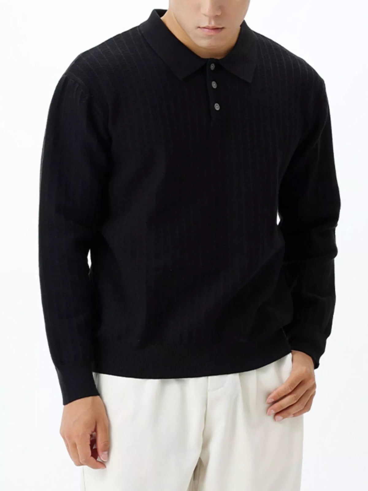 Men's Plus Size Button Detail Ribbed Knit Sweater - Lilixa.store