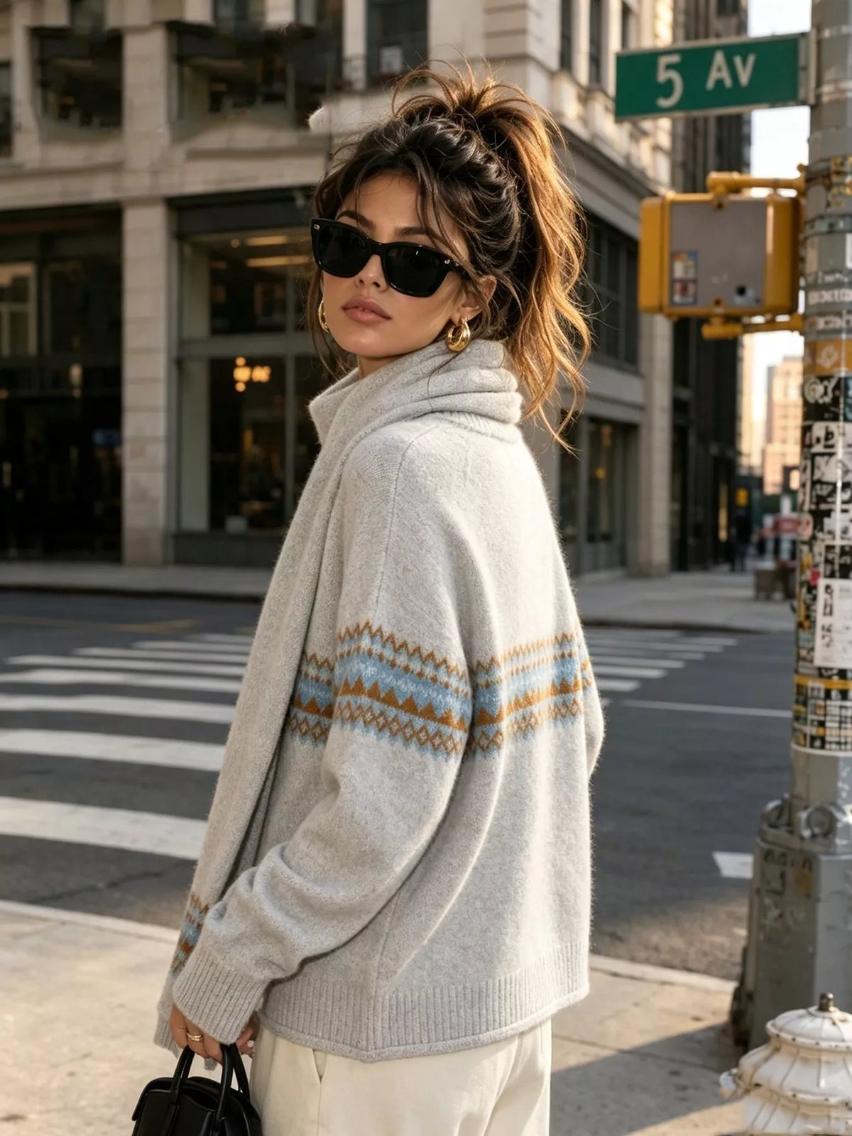 Geometric Button Down Knit Cardigan, view 4