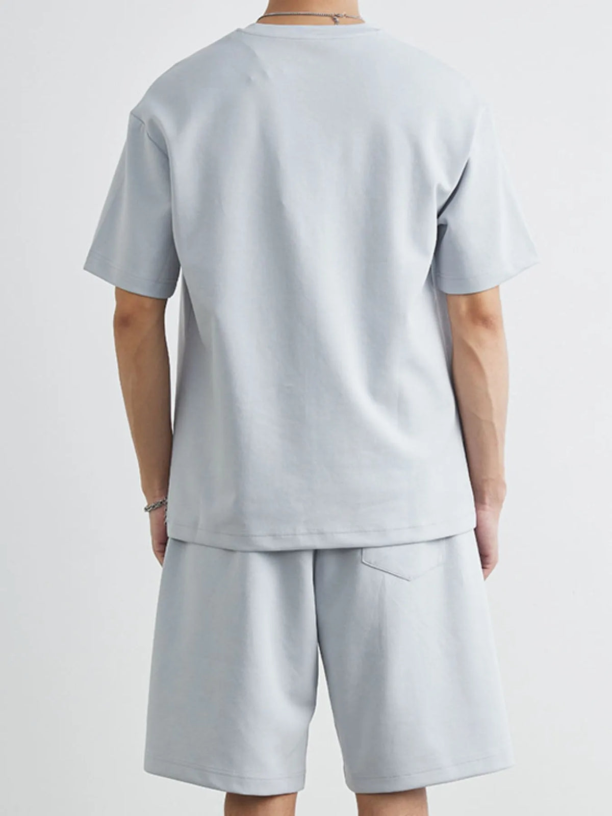 Men's Plus Size Round Neck Short Sleeve Top and Shorts Set, view 3
