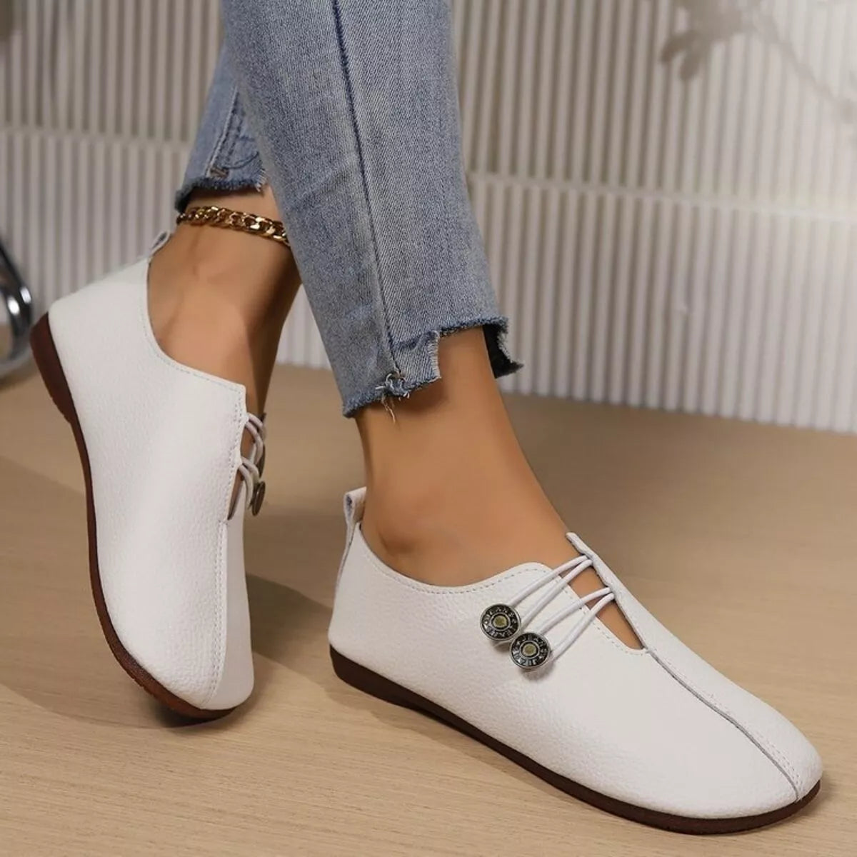 Casual Button Detail Slip-Ons, view 3
