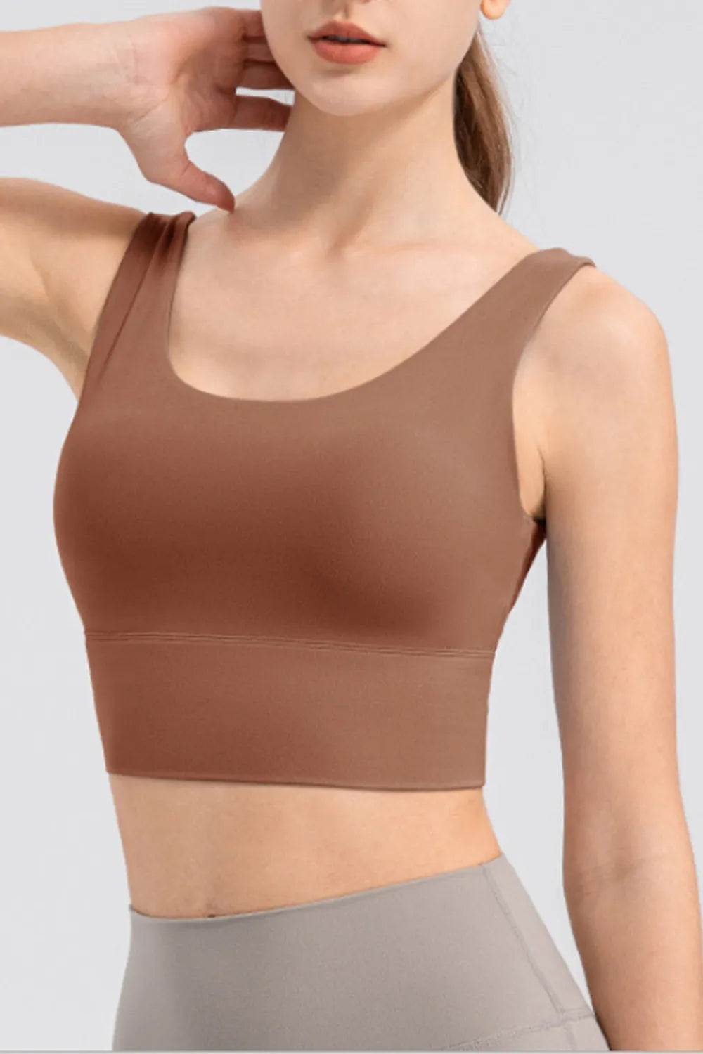Scoop Neck Wide Strap Active Tank - Lilixa.store