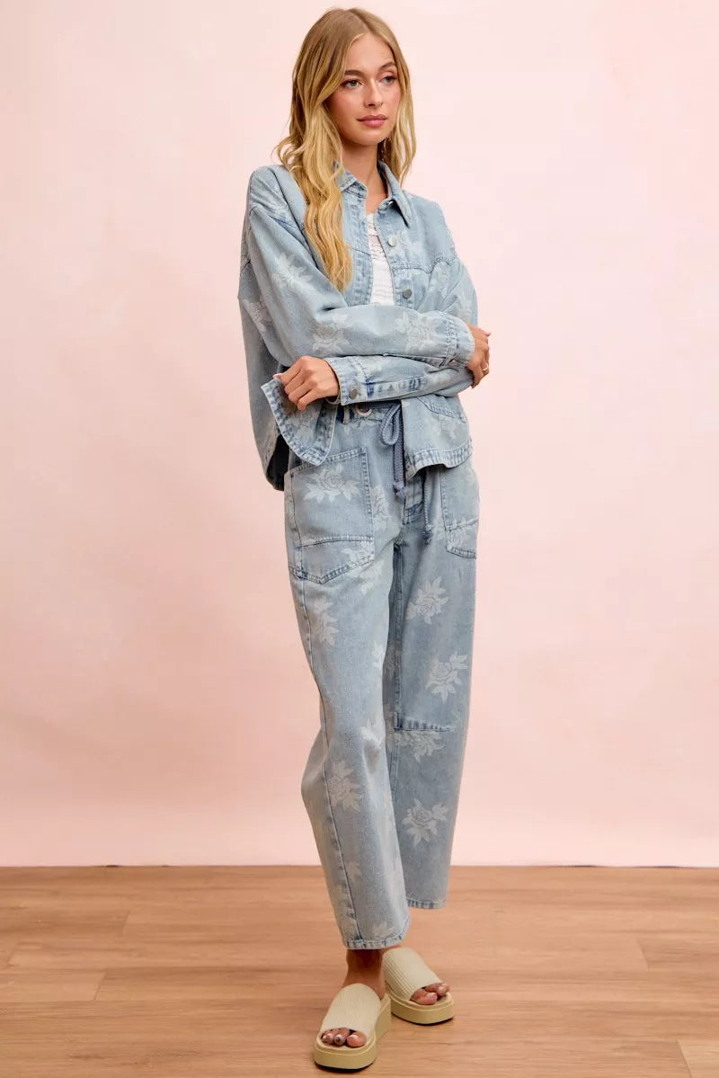 BiBi Printed Washed Denim Jacket With Pocket, view 15
