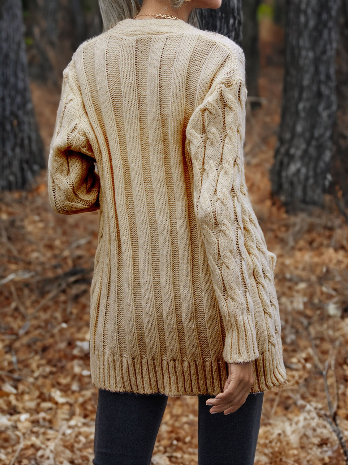 Cable-Knit Button Down Cardigan - Lilixa.store