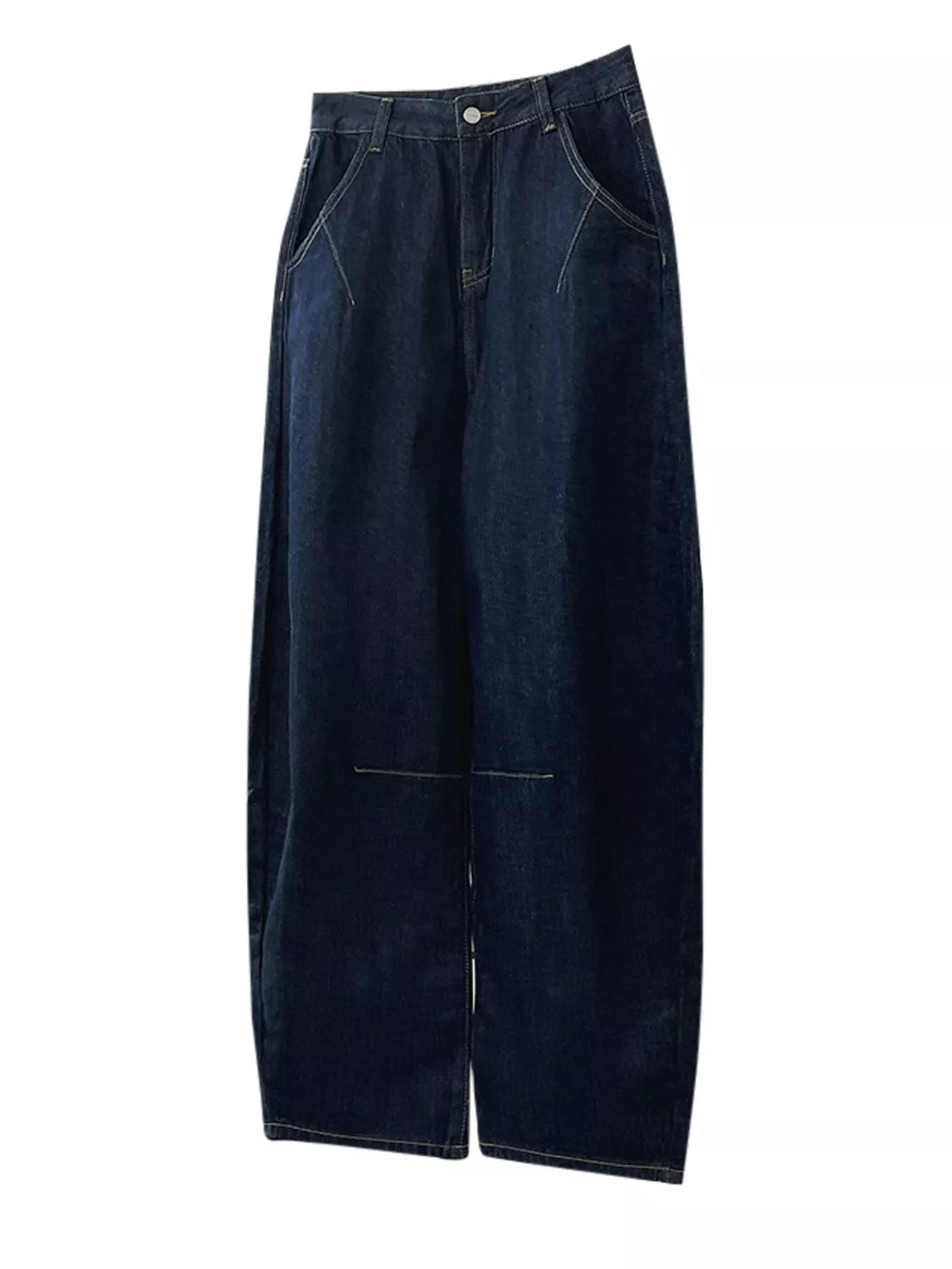Wide-Leg Barrel Jeans in Dark Blue, view 4