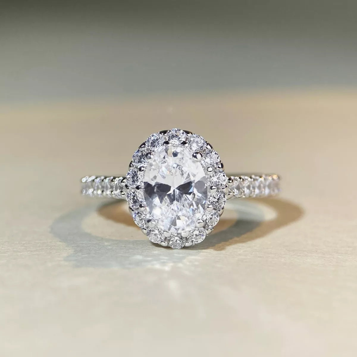 1.5 Carat Moissanite 925 Sterling Silver Oval Ring