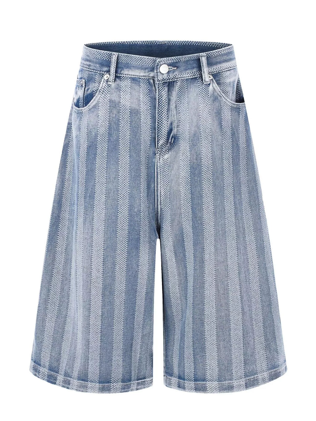 Men's Stripe Wide Leg Denim Capris - Lilixa.store
