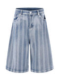Men's Stripe Wide Leg Denim Capris - Lilixa.store