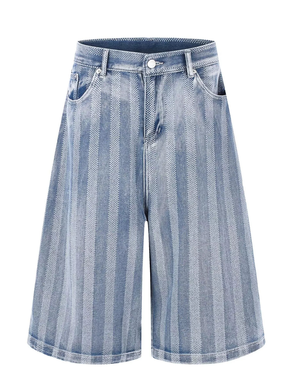 Men's Stripe Wide Leg Denim Capris - Lilixa.store