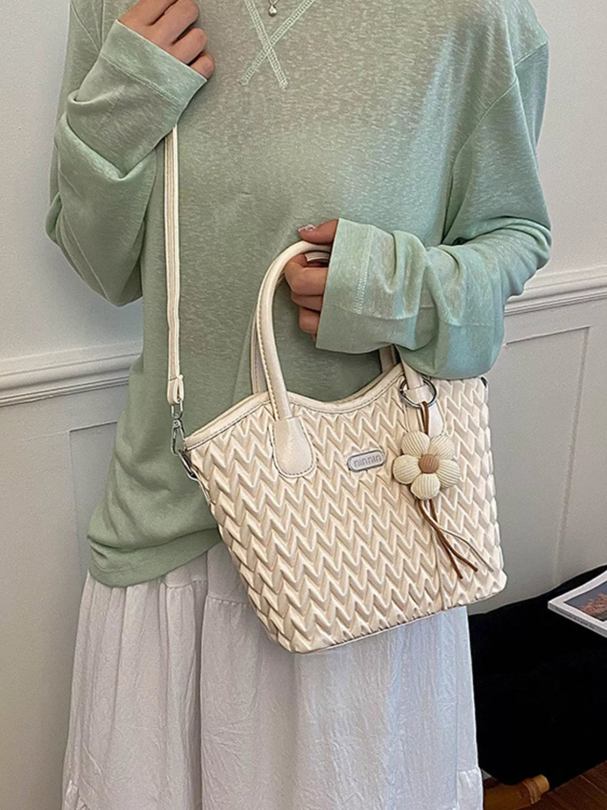 Top Handle Texture Crossbody Bag