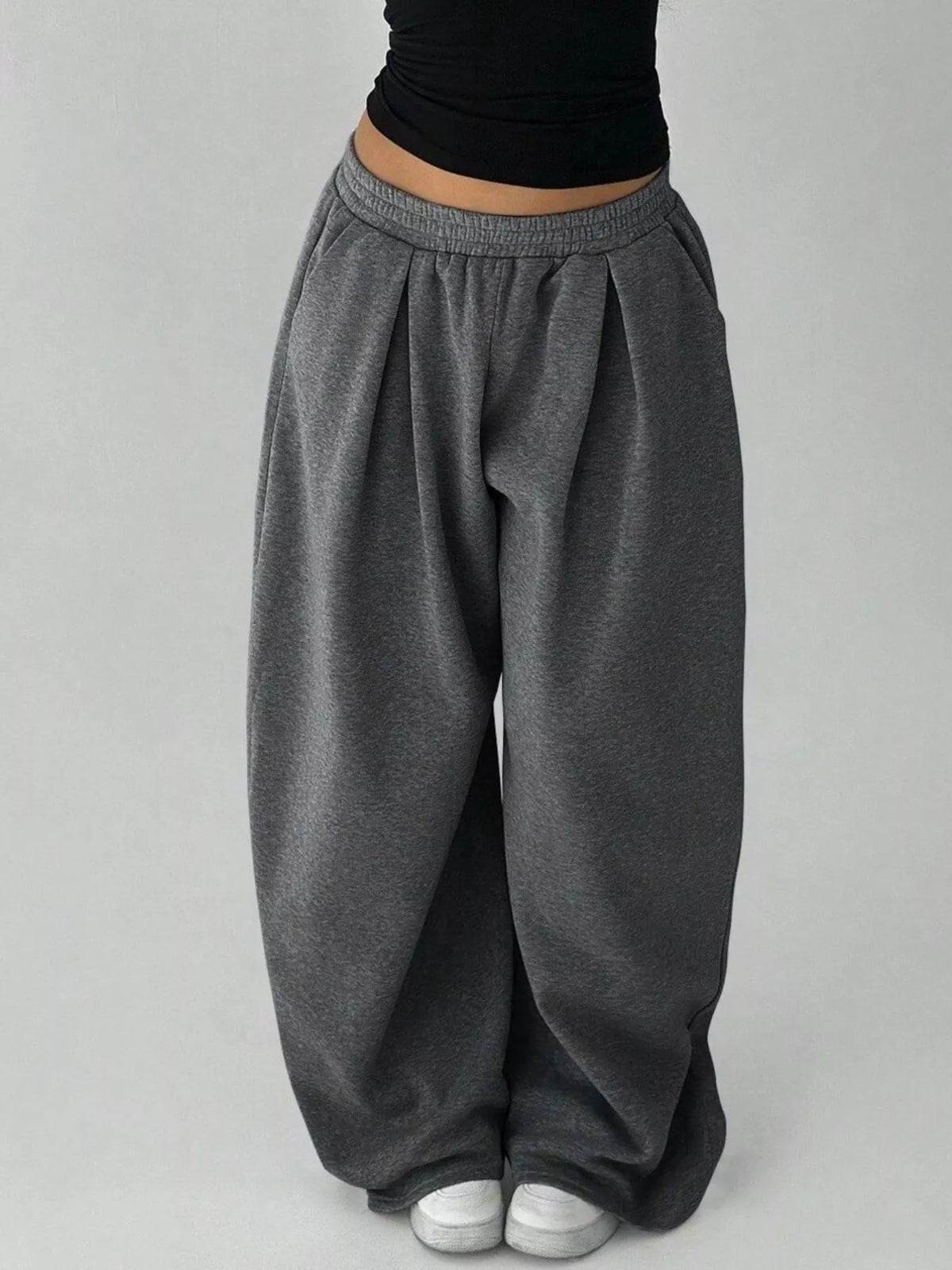 Elastic Waist Wide-Leg Sweatpants - Lilixa.store