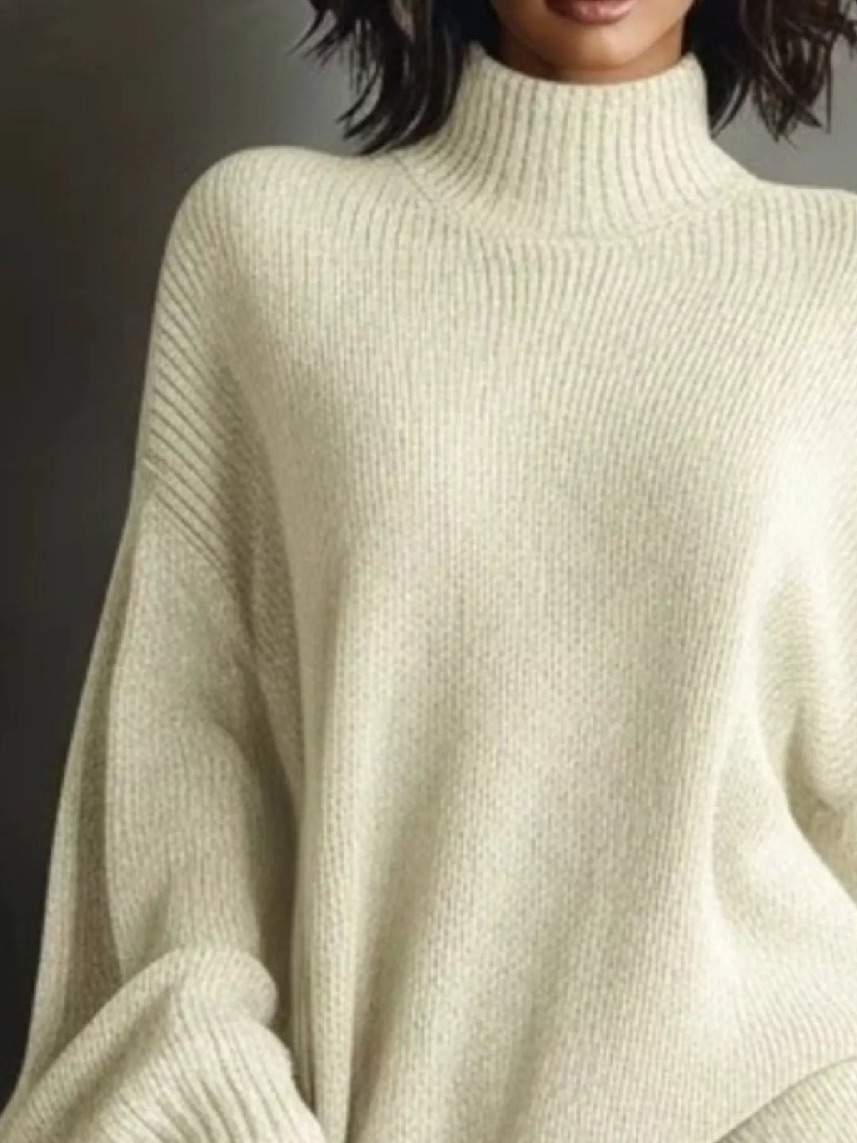 Oversized Mock Neck Long Sleeve Sweater Dress, view 3