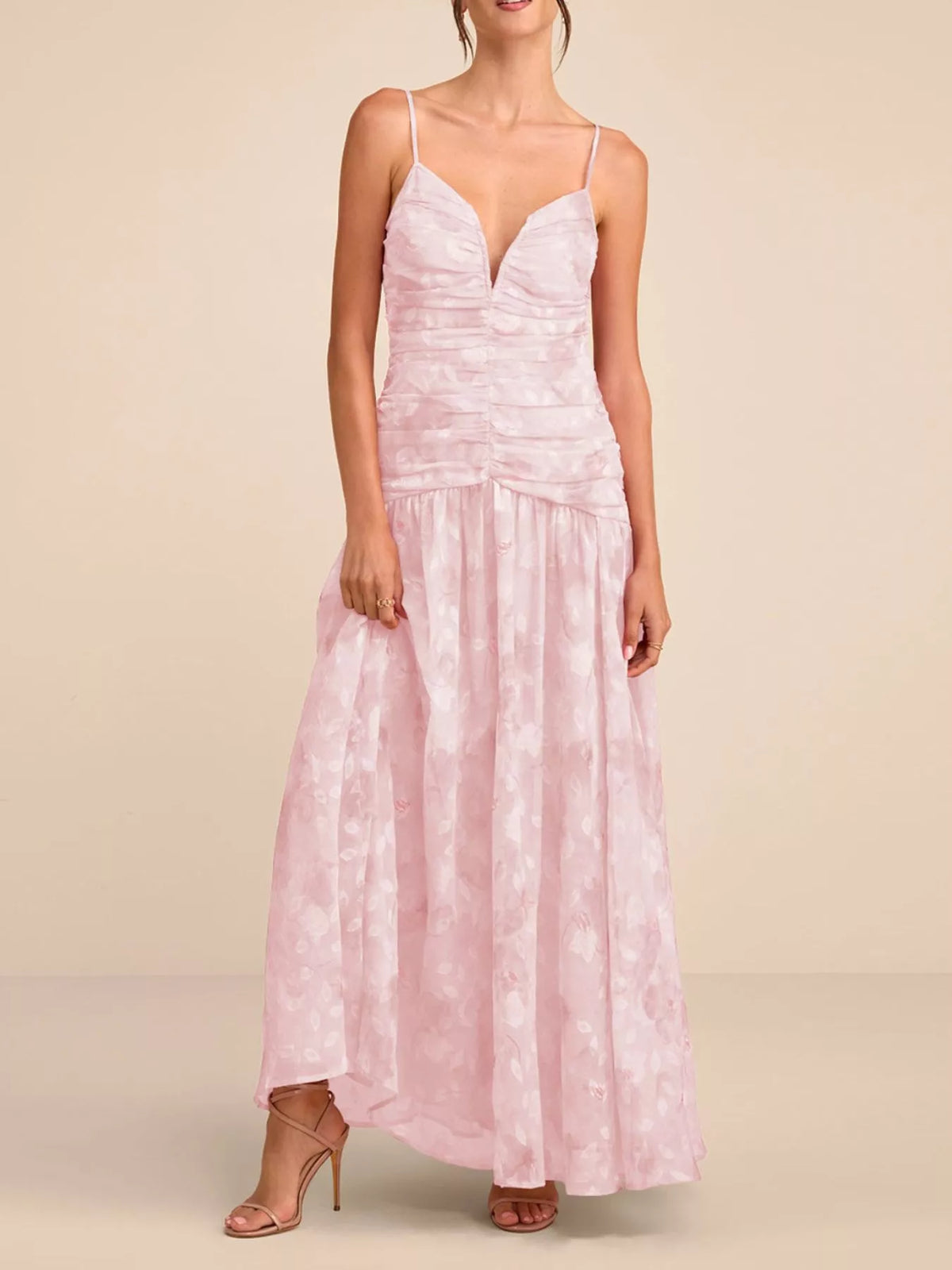 Ruched Spaghetti Strap Maxi Dress - Lilixa.store