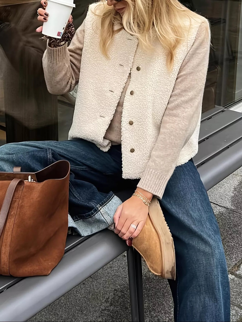 Button-Down Sherpa Vest Coat - Lilixa.store