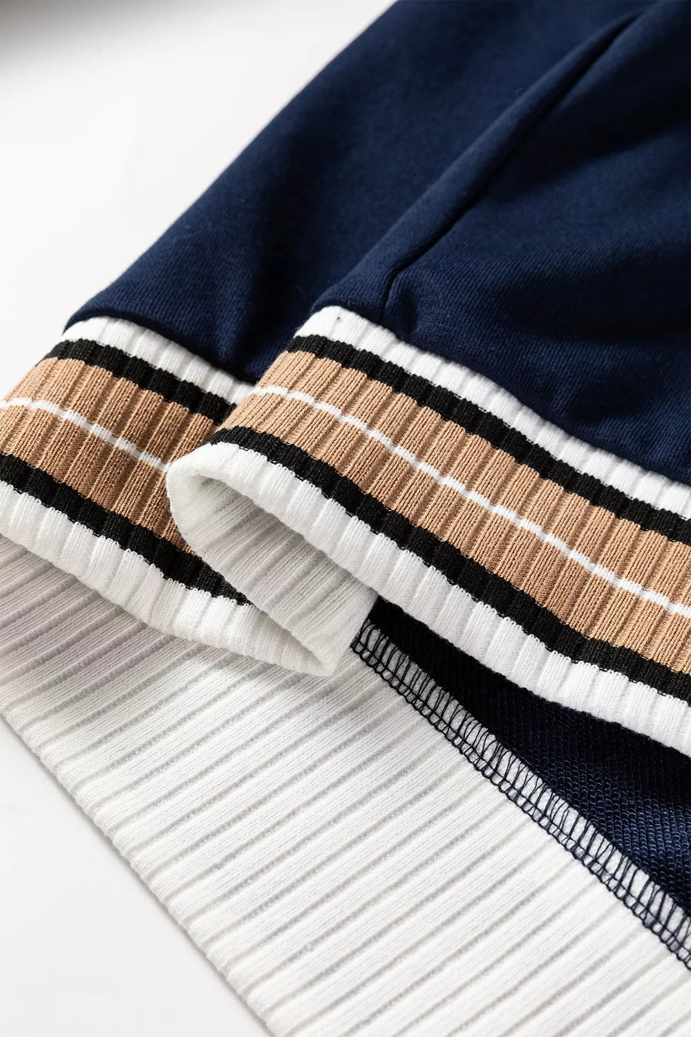 Contrast Striped Trim V Neck Sweatshirt - Lilixa.store