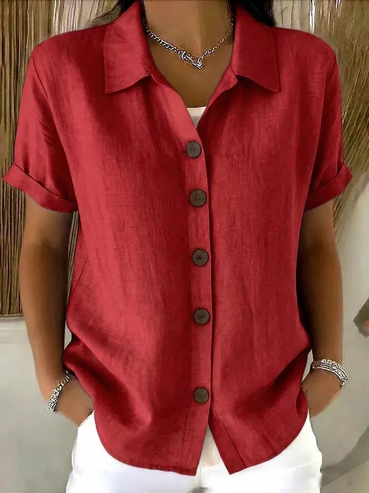 Full Size Button-Down Short Sleeve Shirt Plus Size - Lilixa.store