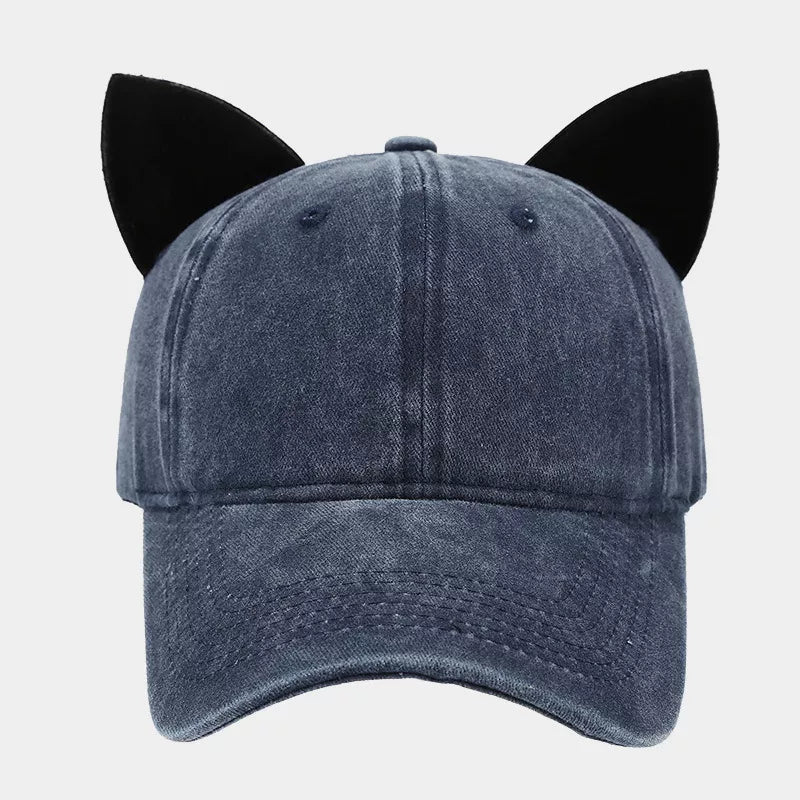 Washed Cat Ear Baseball Cap - Lilixa.store
