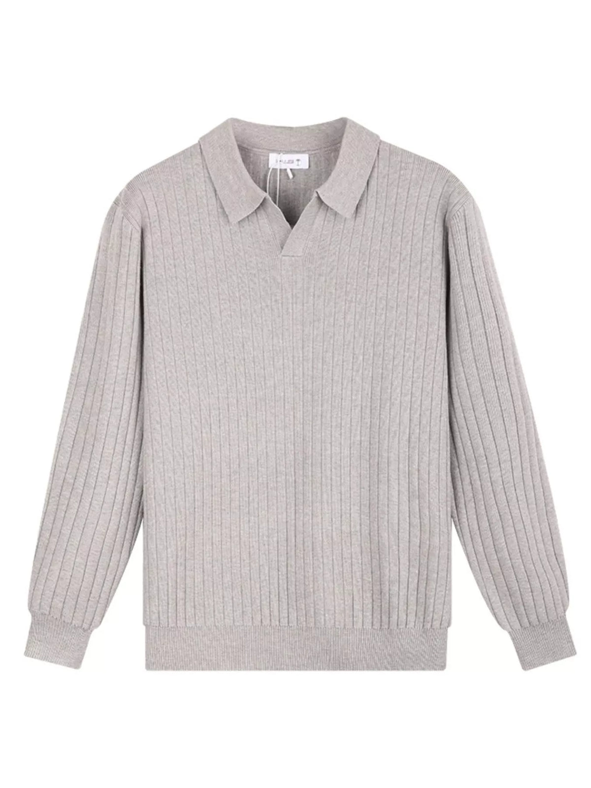 Men's Plus Size Ribbed Knit Polo Collar Sweater - Lilixa.store