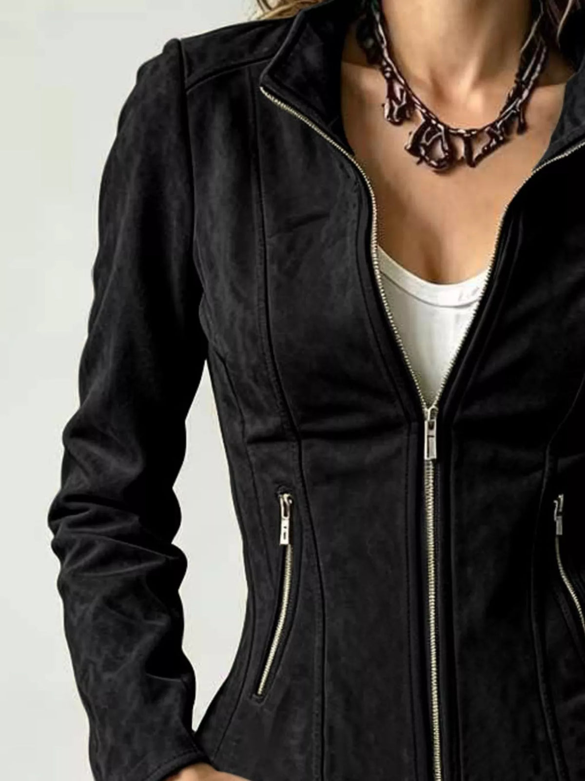 Slim-Fit Zip-Up Jacket - Lilixa.store