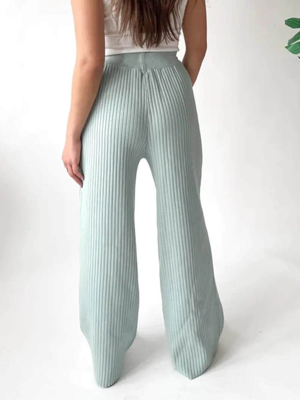 Ribbed Wide Leg Sweater Pants, view 14