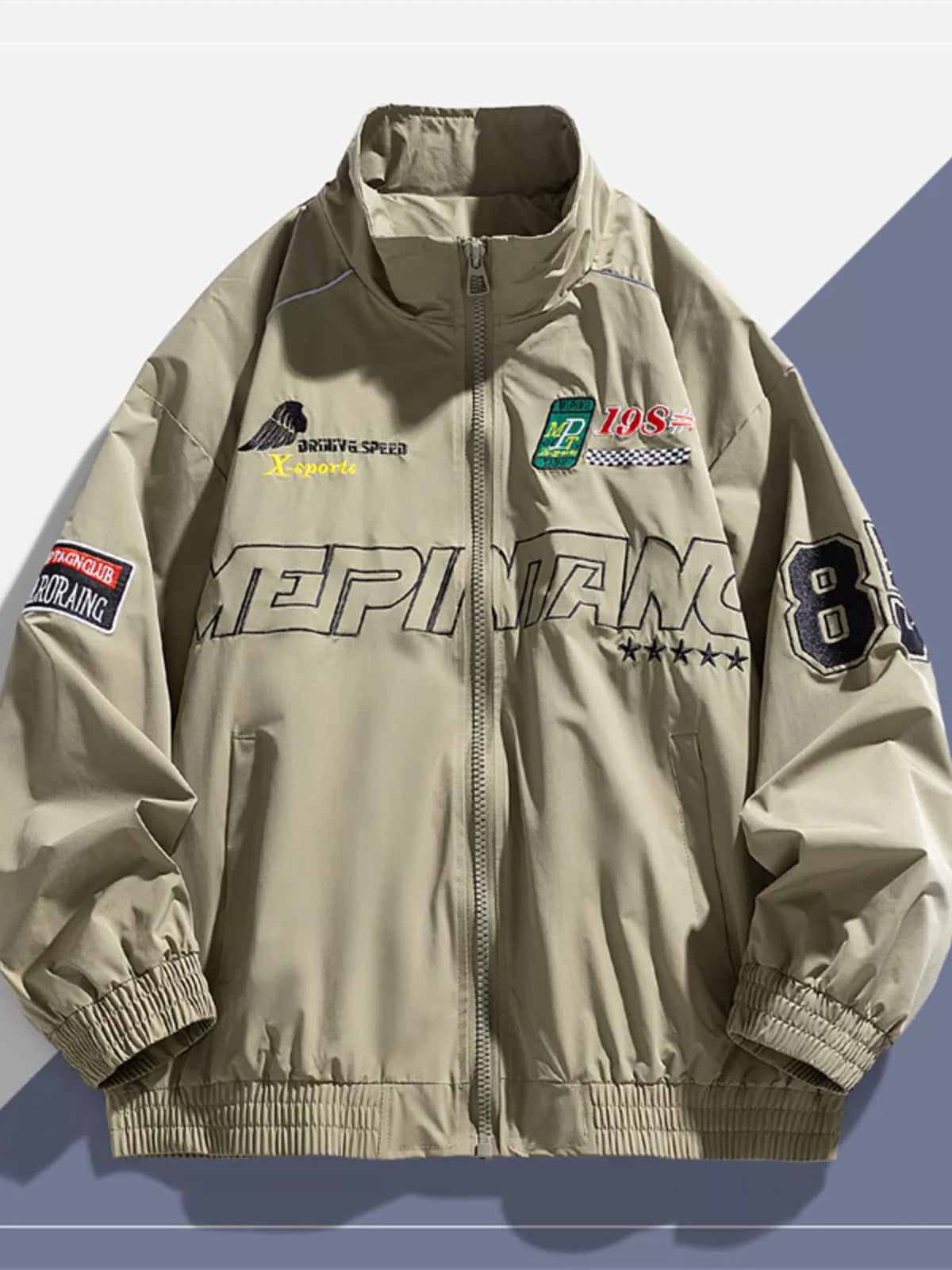 Men's Plus Size Racing-Inspired Zip Up Jacket - Lilixa.store