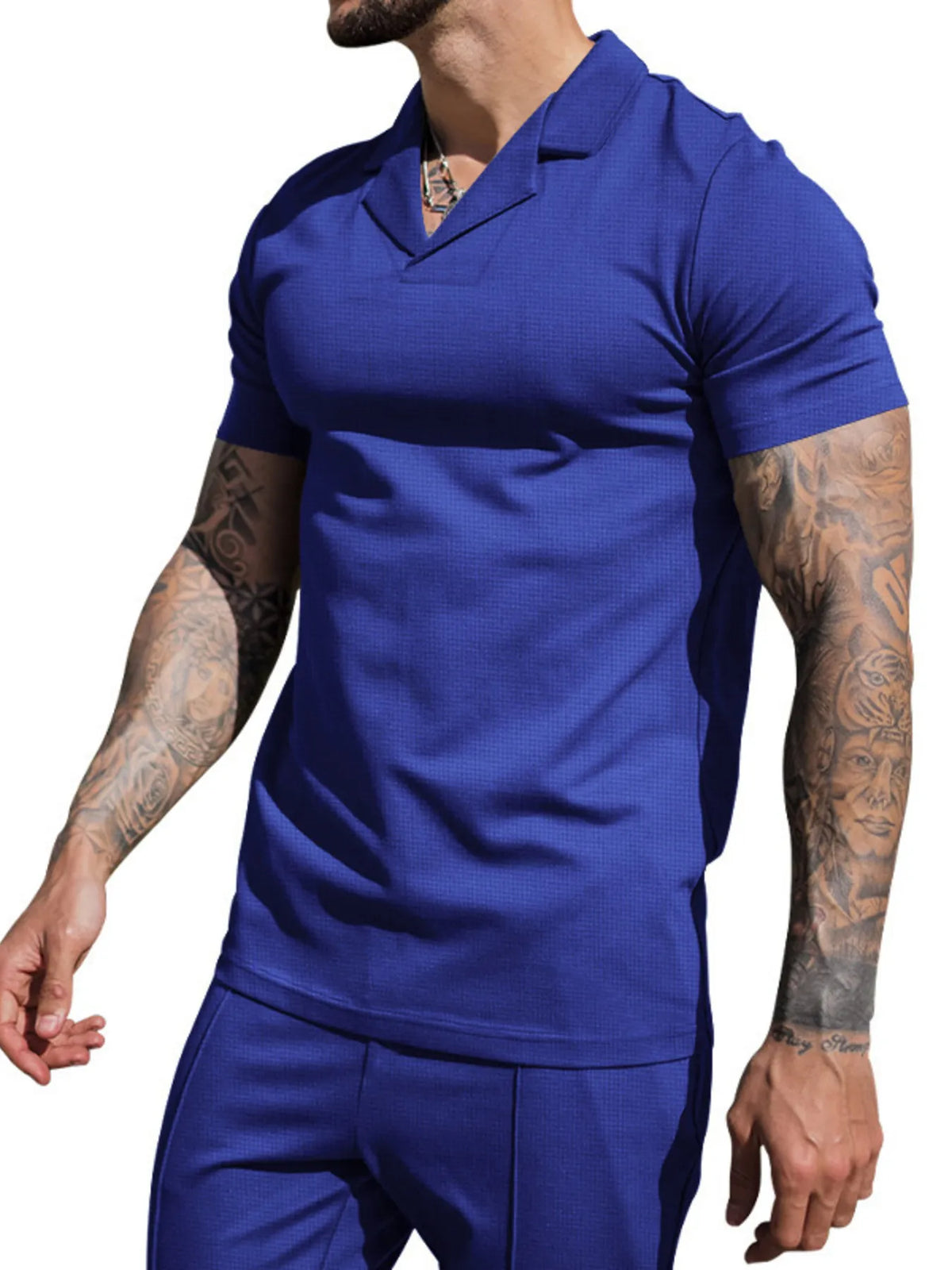 Men's Plus Size Short Sleeve Top and Shorts Set, view 2