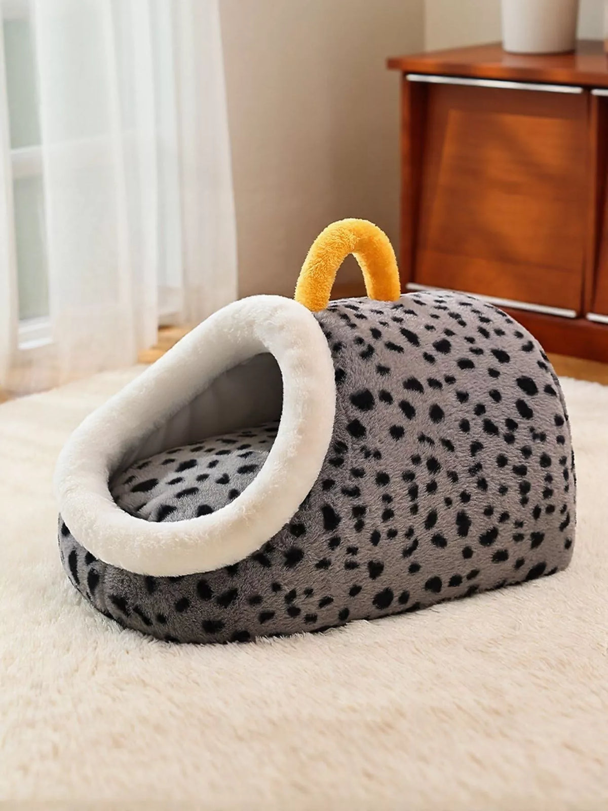Cozy Polka Dot Pet Nest with Handle - Lilixa.store