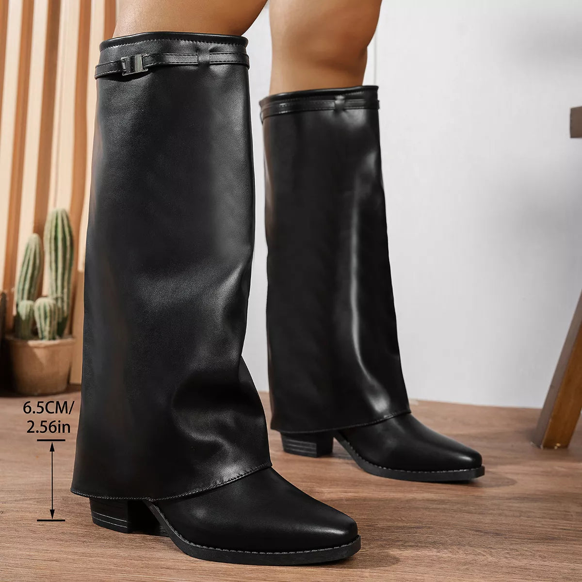 Knee-High Block Heel Boots - Lilixa.store