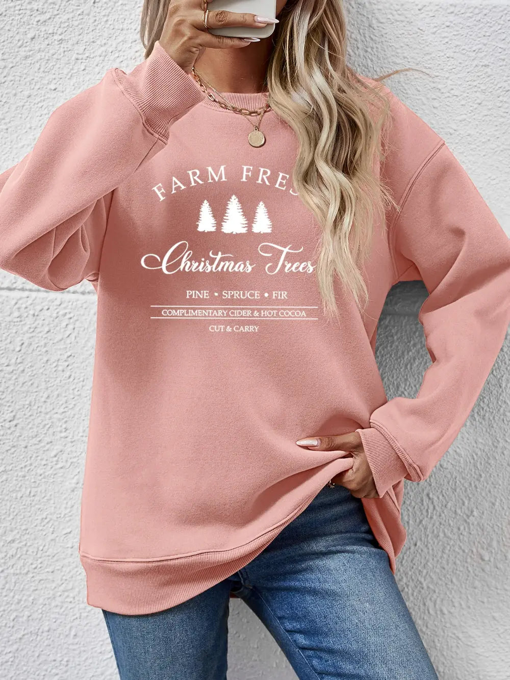 Graphic Round Neck Dropped Shoulder Sweatshirt - Lilixa.store