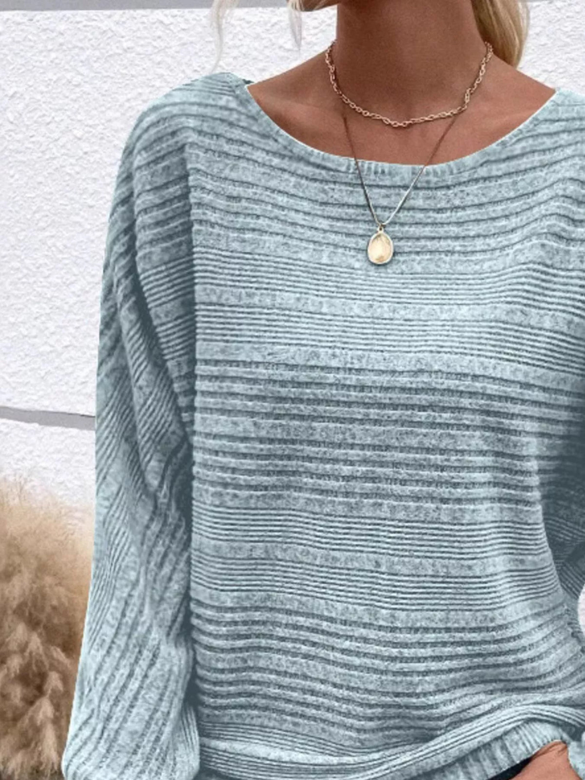 Ribbed Round Neck Long Sleeve Top - Lilixa.store
